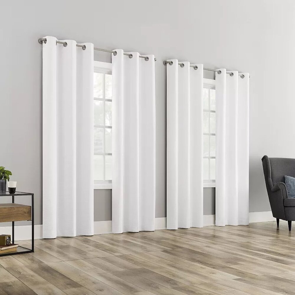 The Big One Denelle Textured Blackout 4-Pack Window Curtain Set White